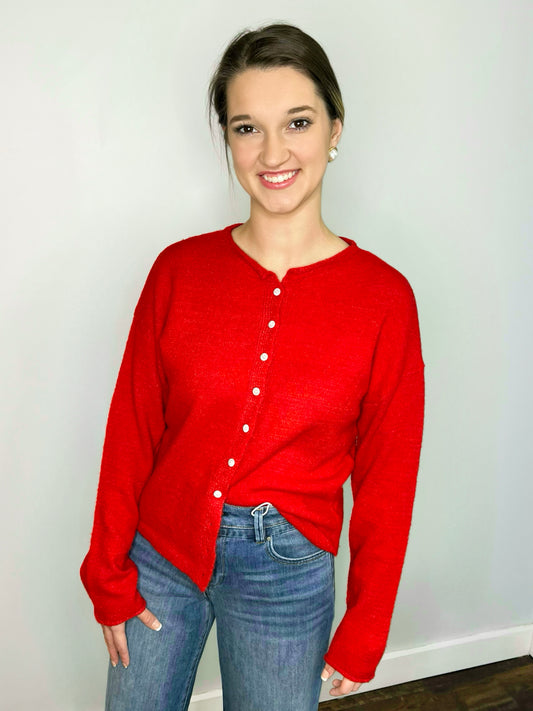 Jada Classic Lightweight Cardigan | Red