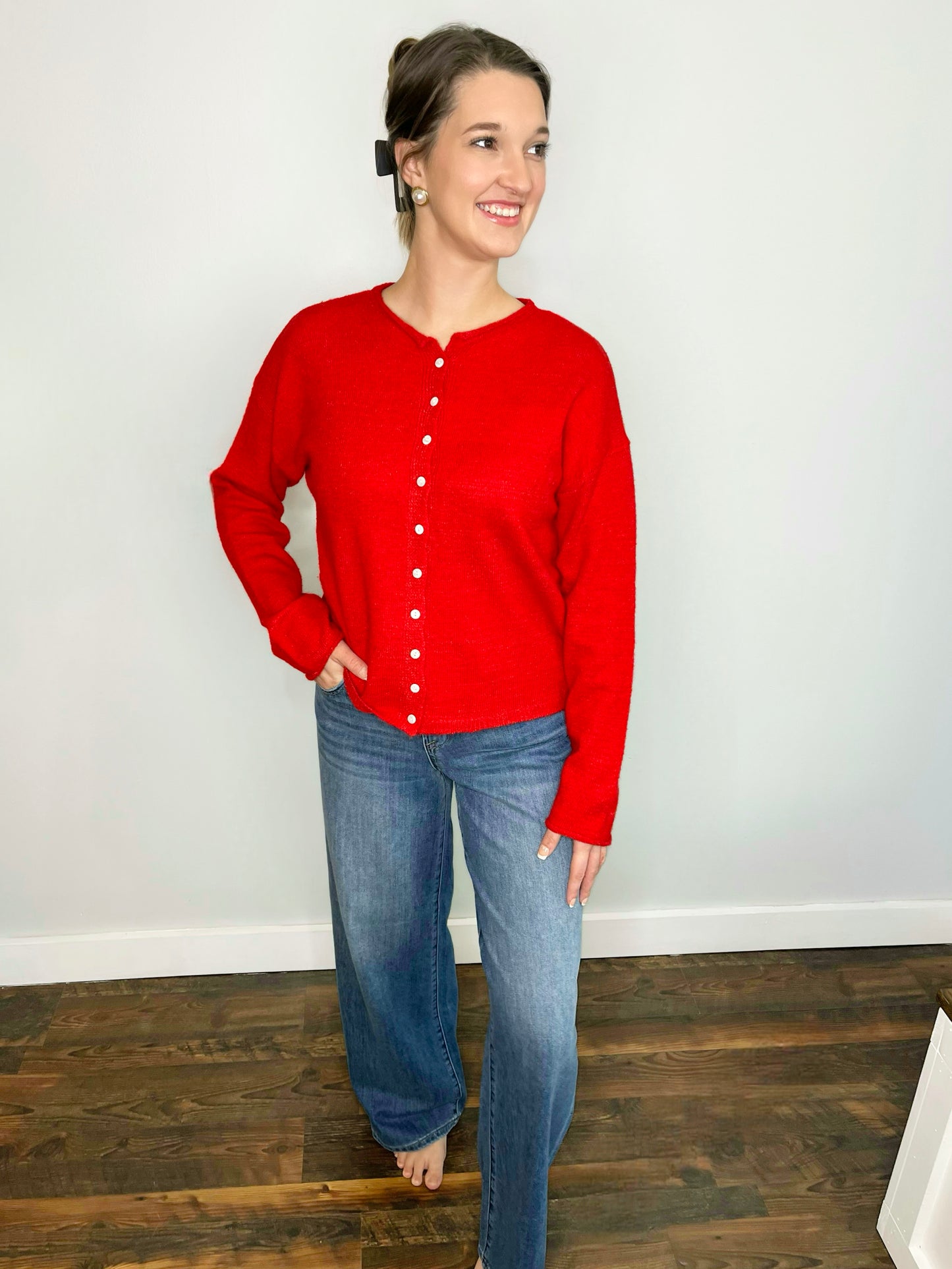 Jada Classic Lightweight Cardigan | Red