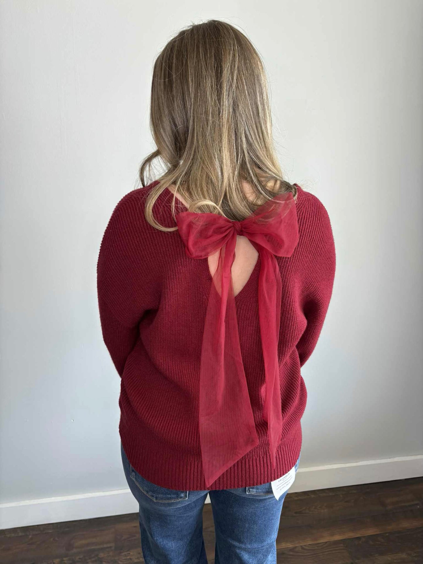 Charlotte Bow Back Sweater | Deep Red