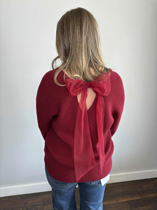 Charlotte Bow Back Sweater | Deep Red