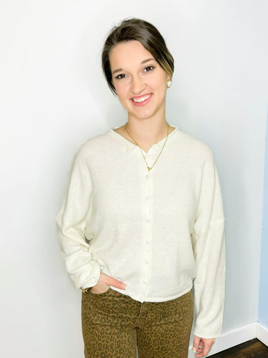 Leigh Lightweight Cardigan | Ivory