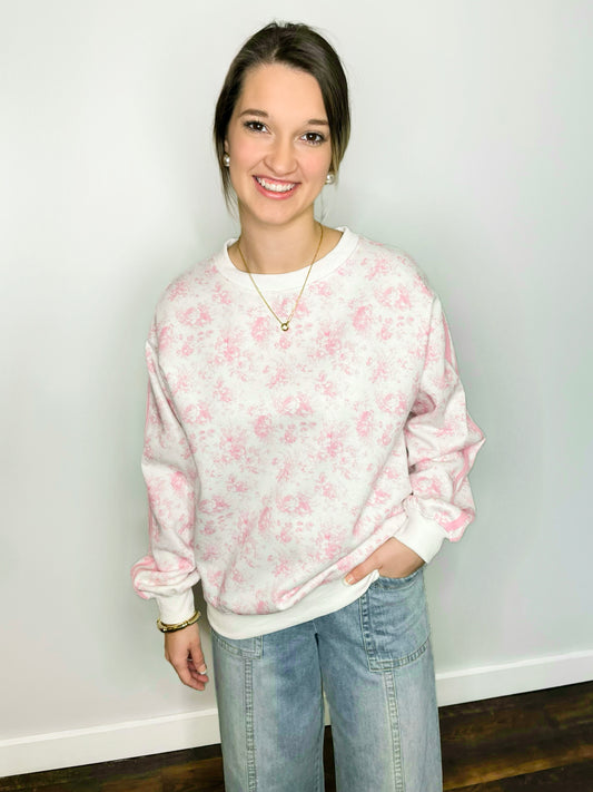 Janie Floral Sweatshirt | Pink