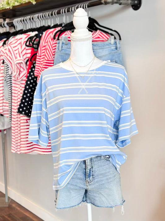 Jordan Oversized Striped Tee | Blue/White