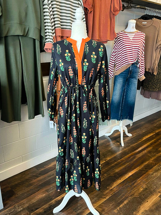 Memphis Floral Midi Dress