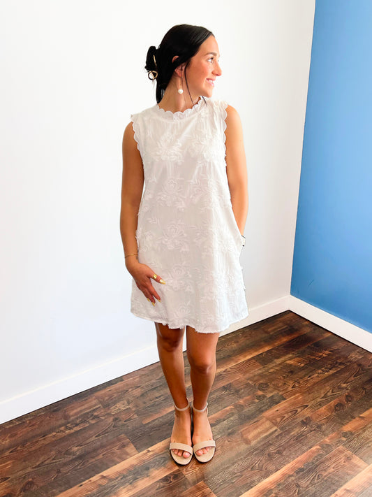 Joy Floral Applique Dress | Off White