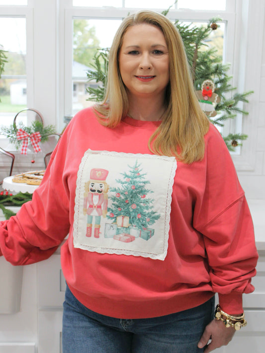 Christmas Corduroy Sweatshirt | Dark Coral