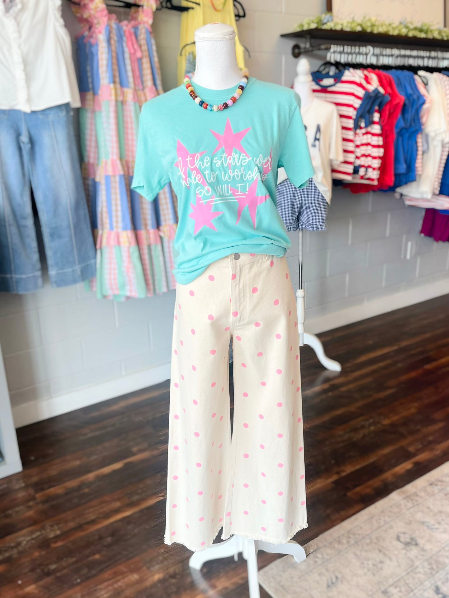 Tomi Polka Dot Pants | Oatmeal/Pink