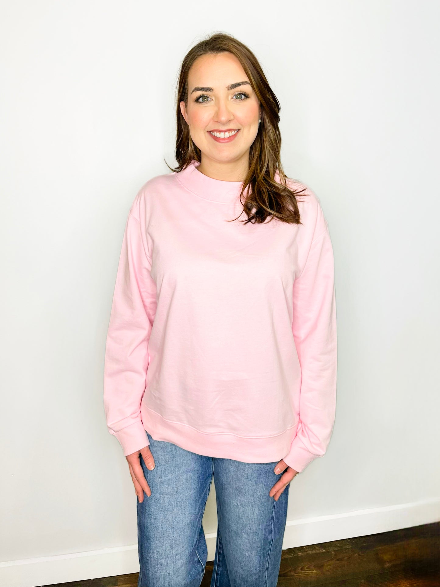 Cassandra Mock Neck Sweatshirt | Pink