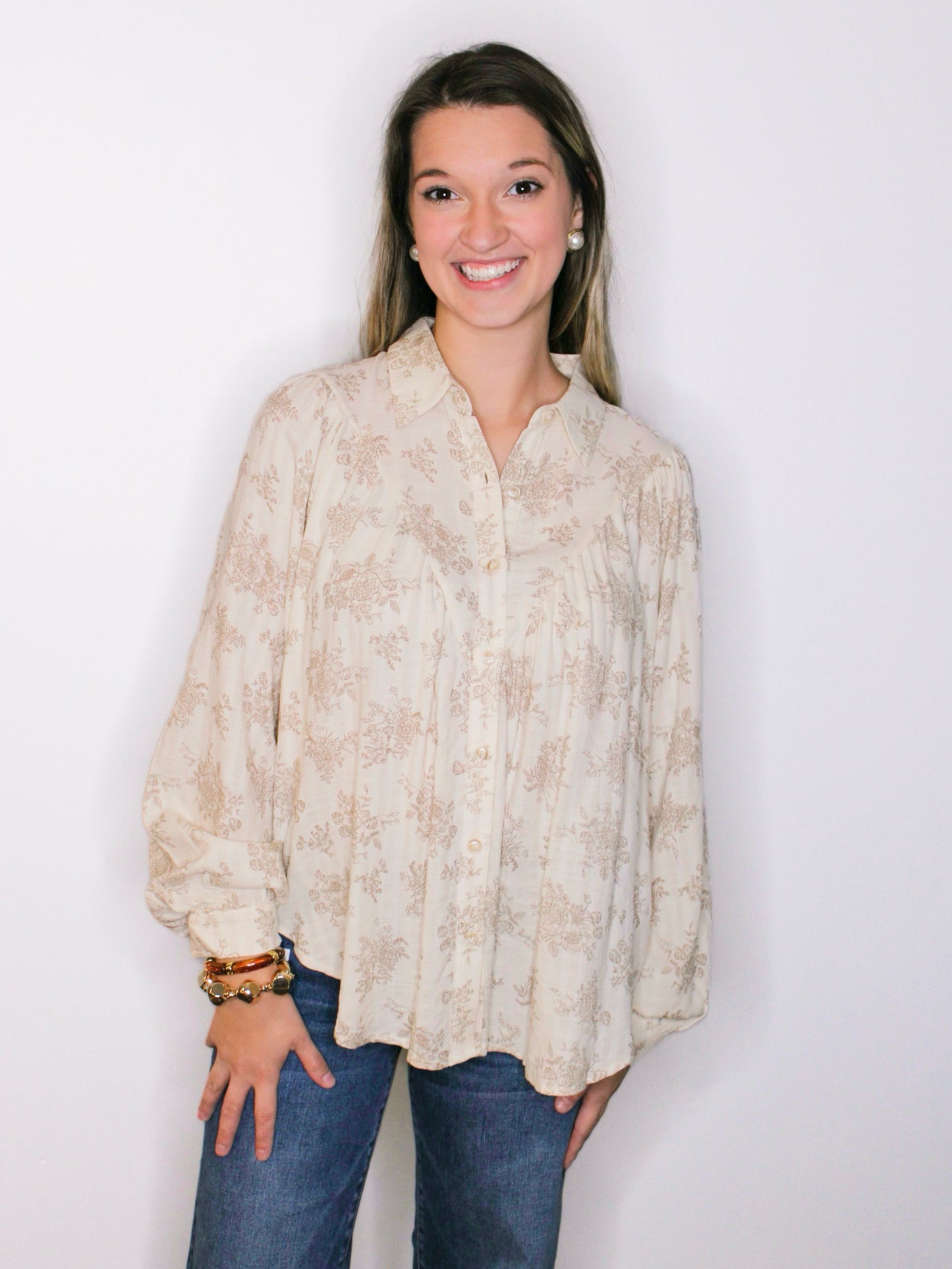 Sammie Floral Balloon Sleeve Top