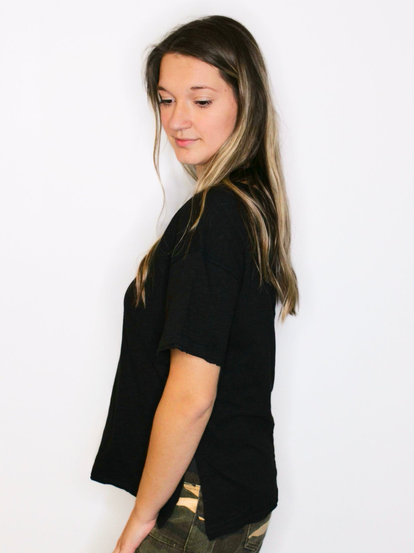 Leah Cotton Slub Tee | Black