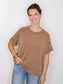 Jessie Ribbed Cuff Sleeve Top | Brown