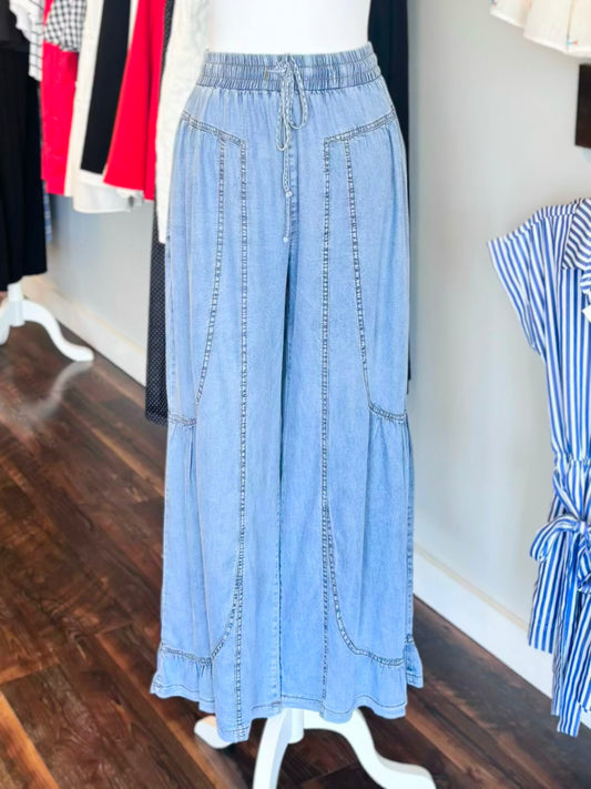 Remi Chambray Palazzo Pants