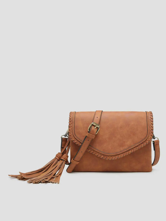 Sloane Suede Whipstitch Trim Crossbody