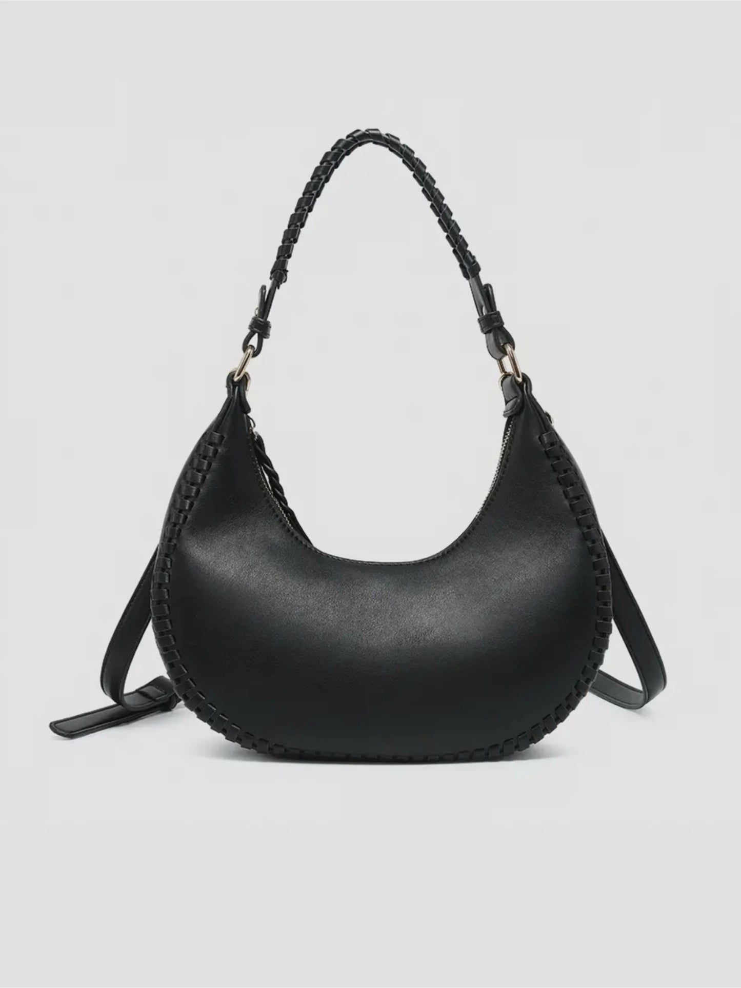 Aria Whipstitch Crescent Shoulder Bag