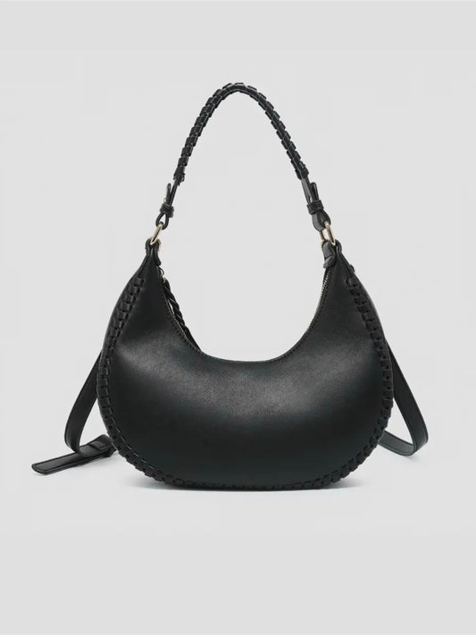 Aria Whipstitch Crescent Shoulder Bag