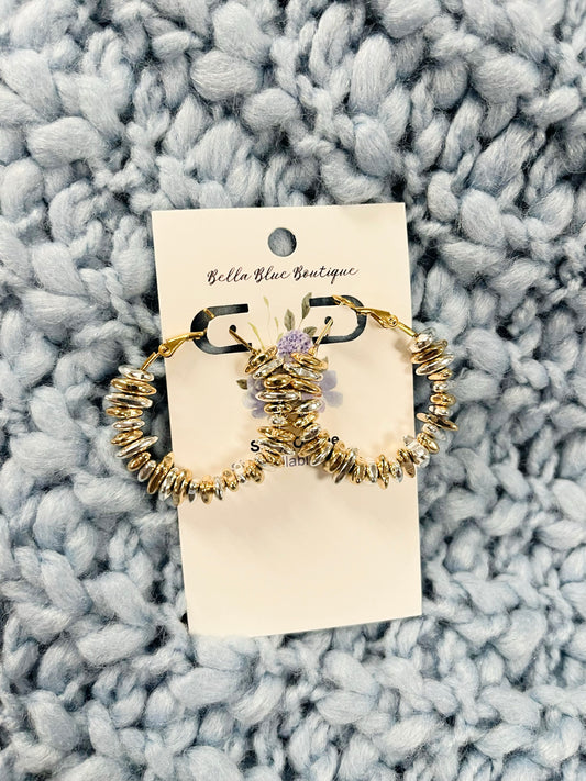 Amara Metal Beaded Hoop Earrings