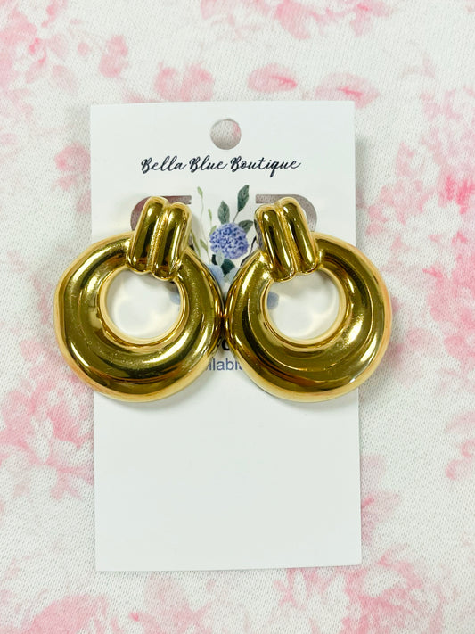 Martha 18k Plated Chunky Round Drop Earrings