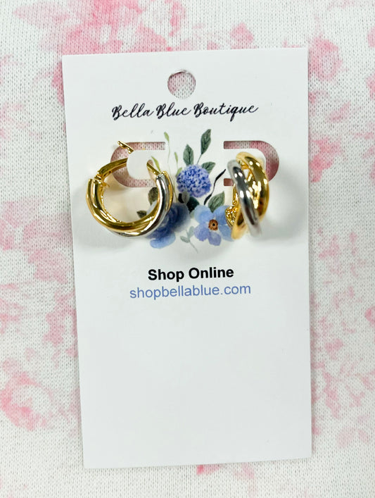 Harper Two-Tone Twisted Earrings