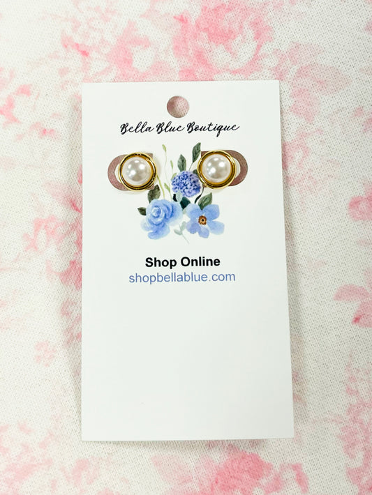 Ira Dainty Gold Trim Pearl Earrings