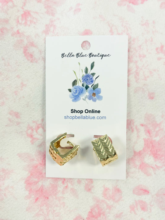 Hallie Textured Square Hoop Earrings