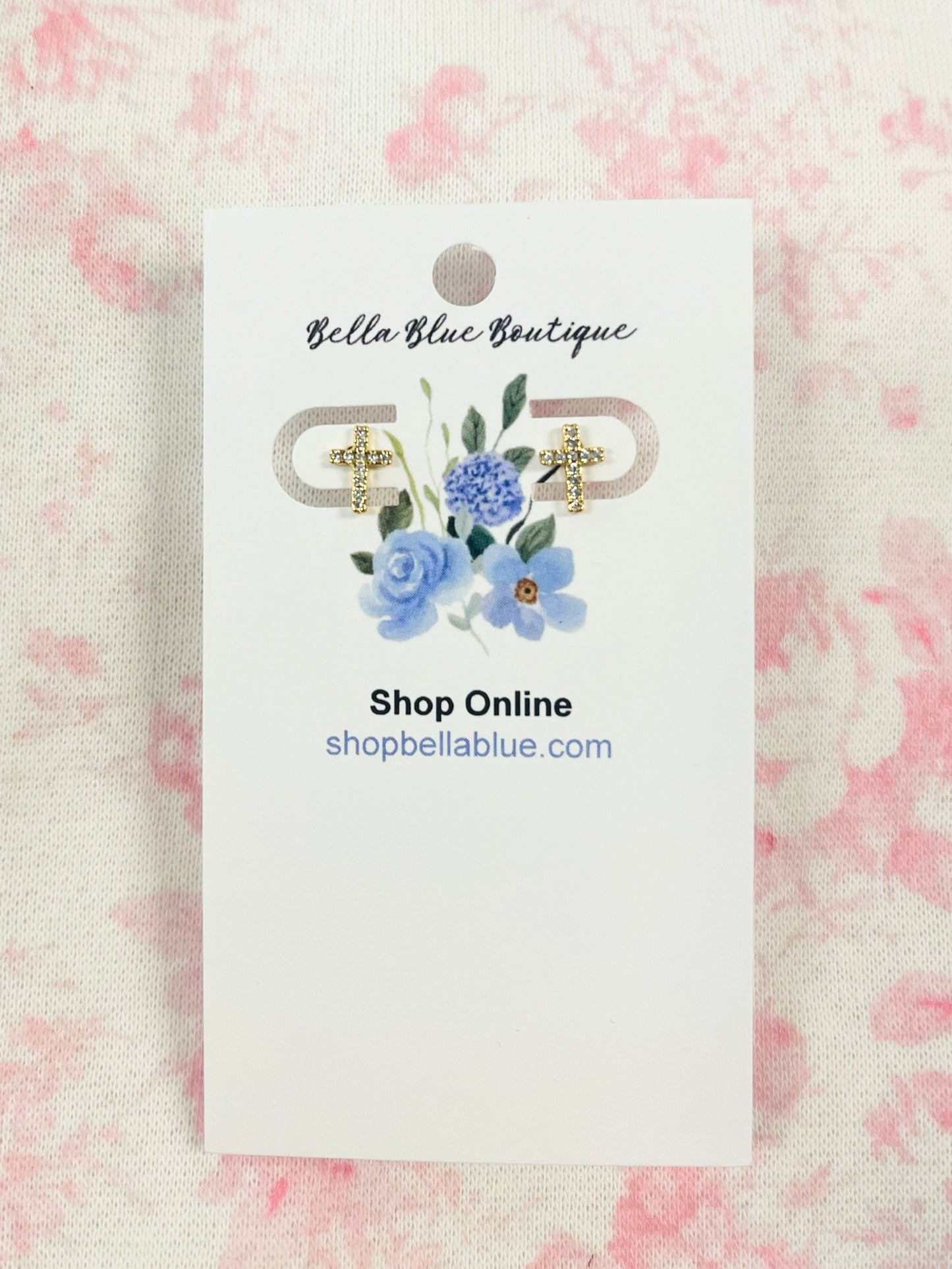 Rachel Dainty Rhinestone Cross Earrings