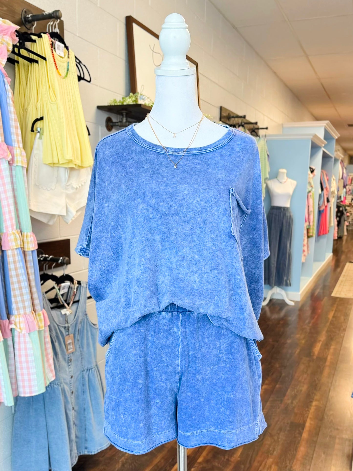 Lilah Washed Short Set | Navy