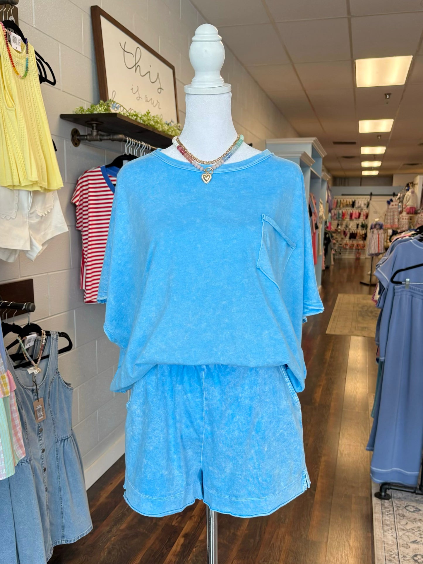 Lilah Washed Short Set | Sky Blue