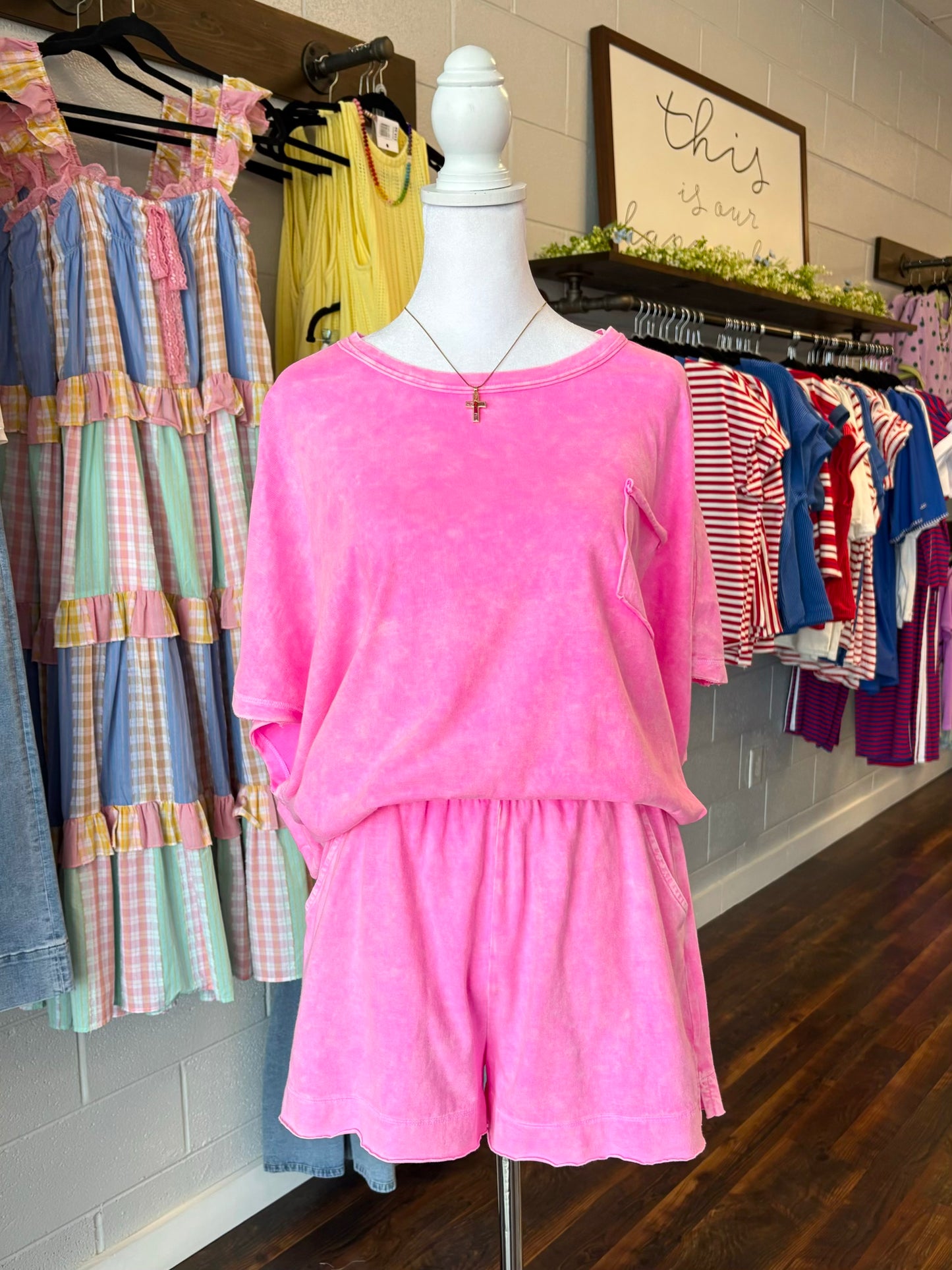Lilah Washed Short Set | Pink
