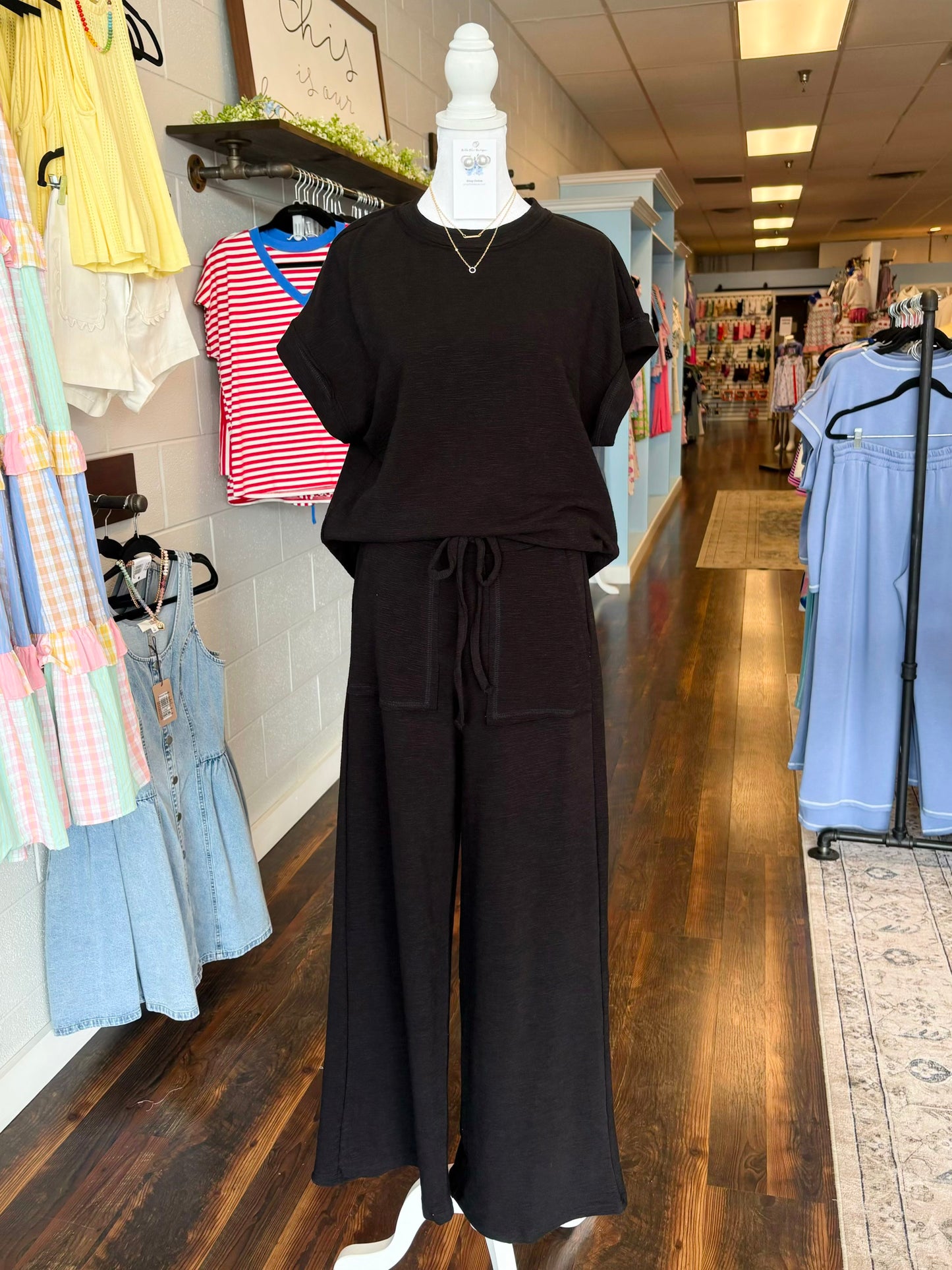 Christine Slub Pant Set | Black