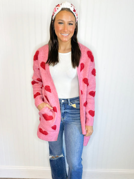 Darlene Fuzzy Heart Cardigan