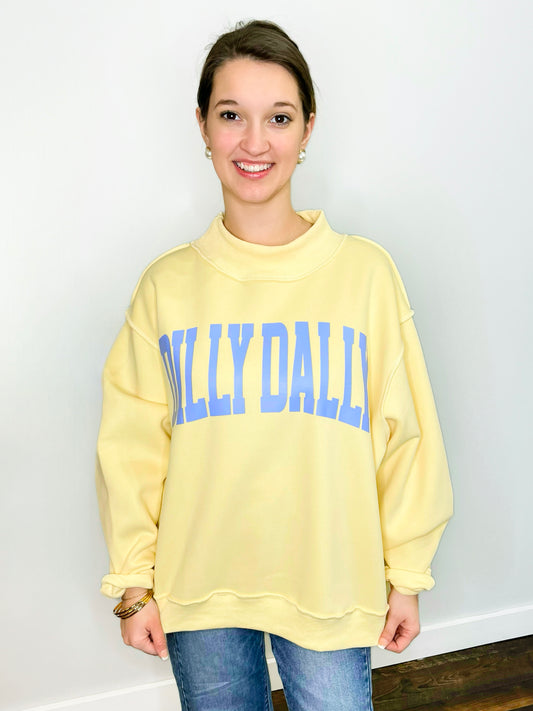 Dilly Dally Mock Neck Sweatshirt | Yellow