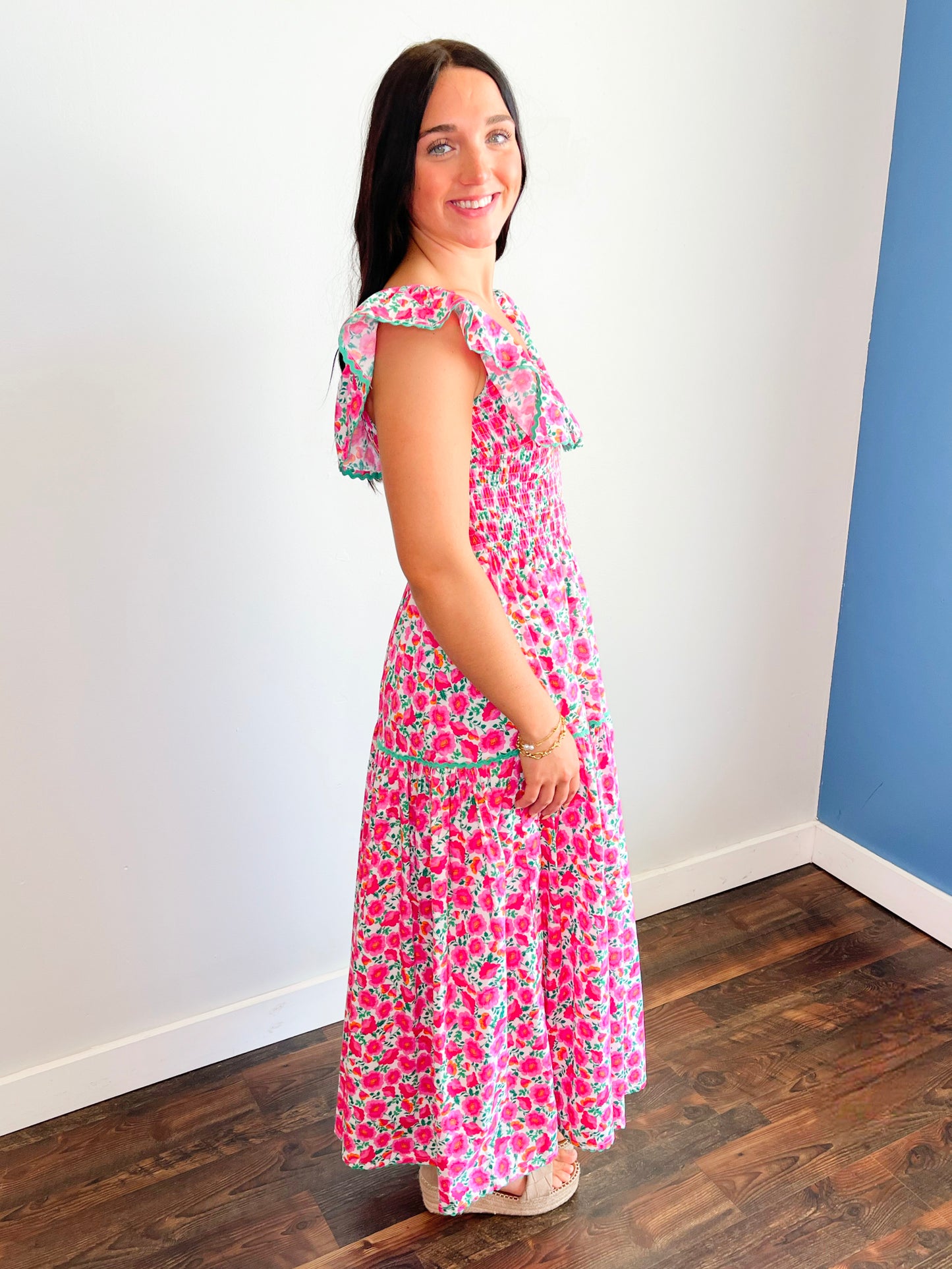 Claire Floral Smocked Midi Dress