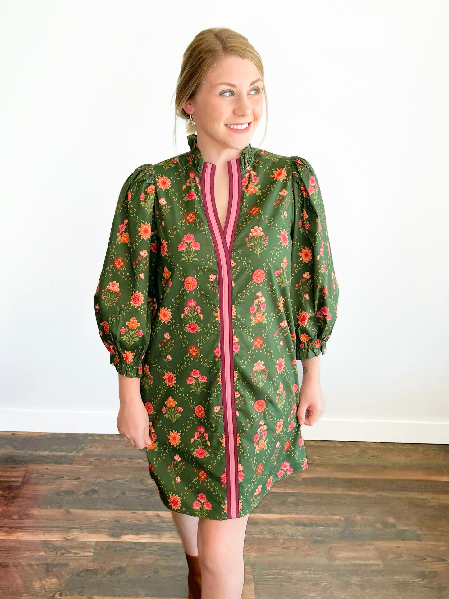 Carter 3/4 Puff Sleeve Floral Dress