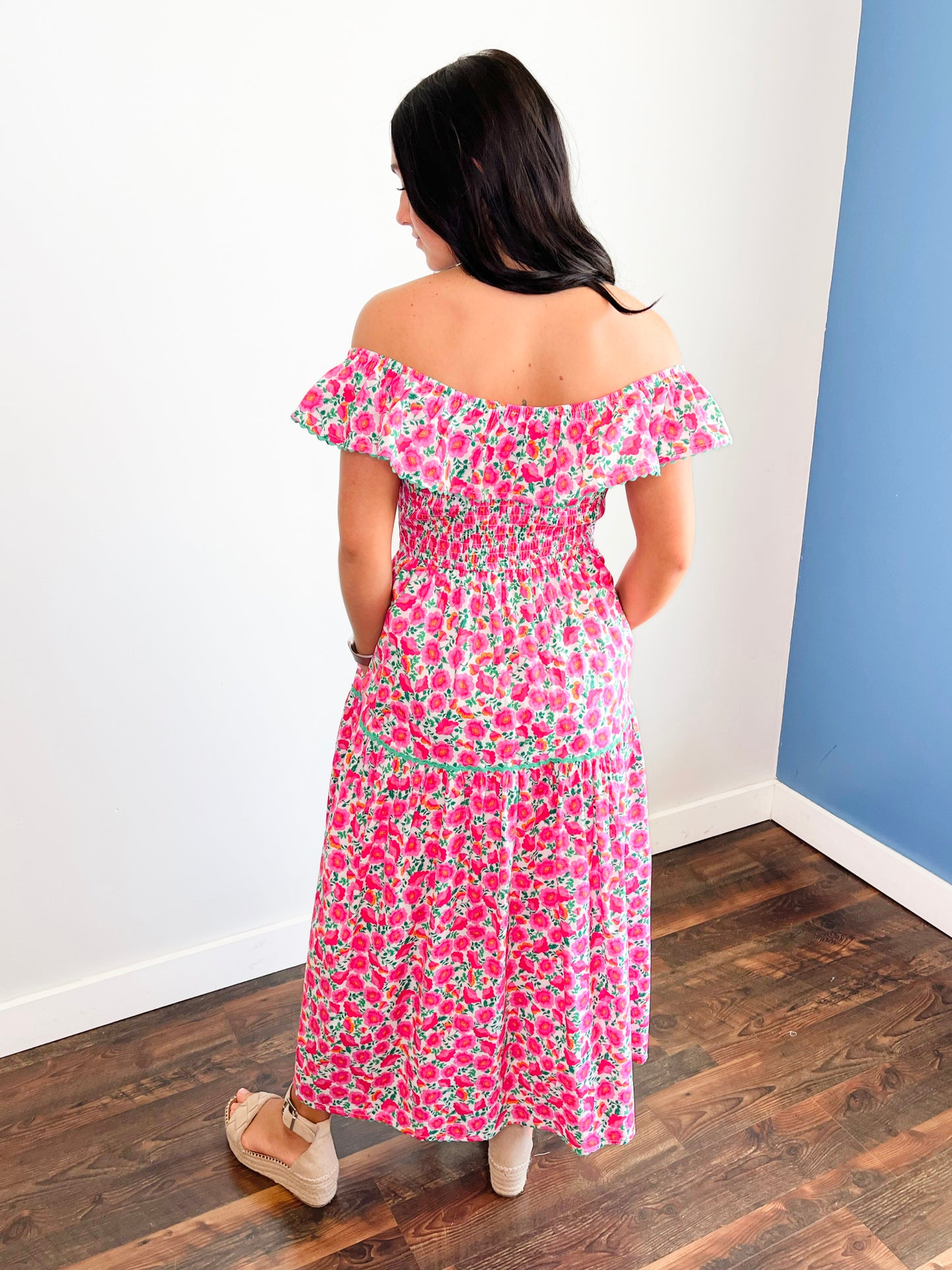 Claire Floral Smocked Midi Dress