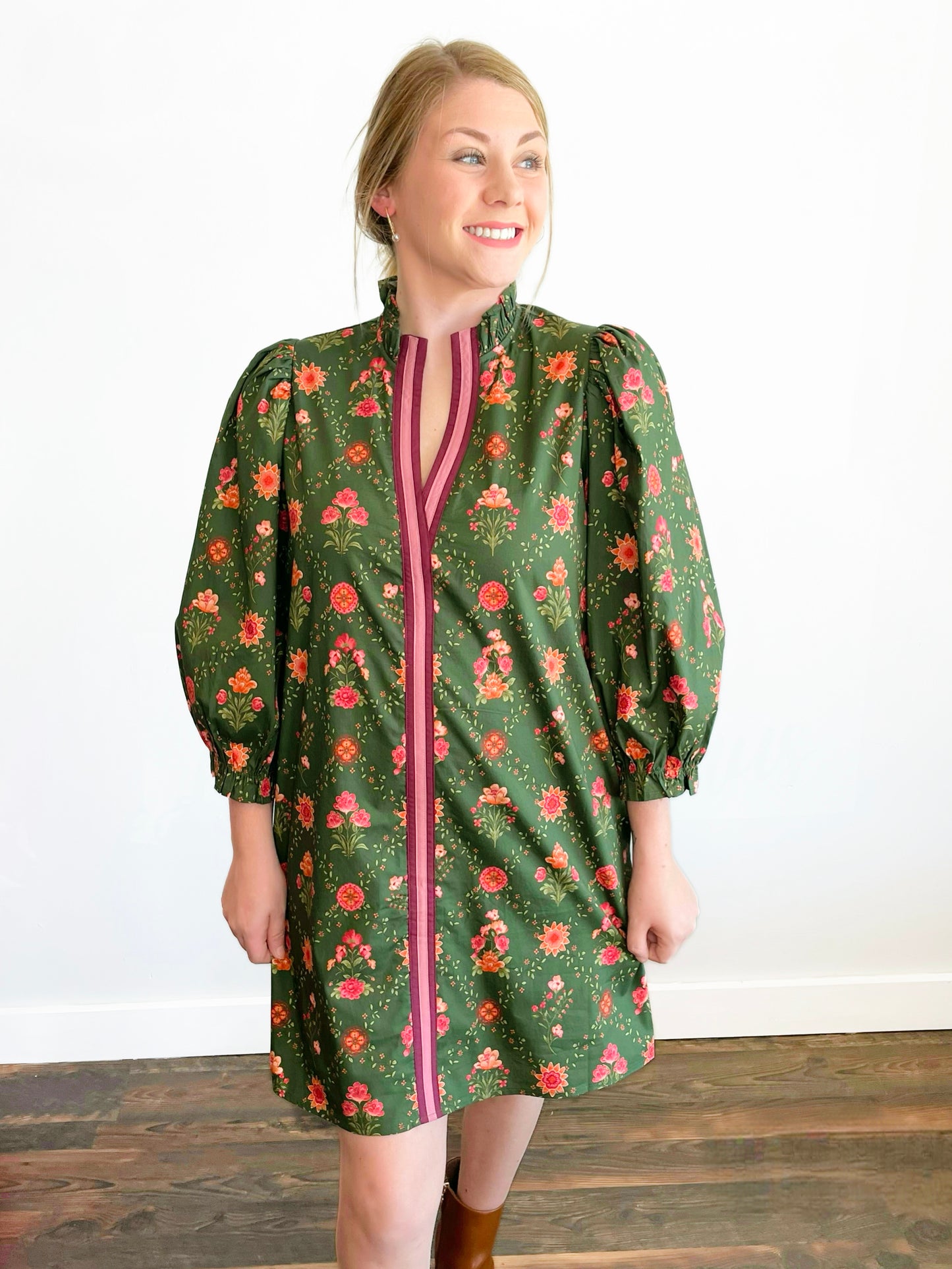 Carter 3/4 Puff Sleeve Floral Dress