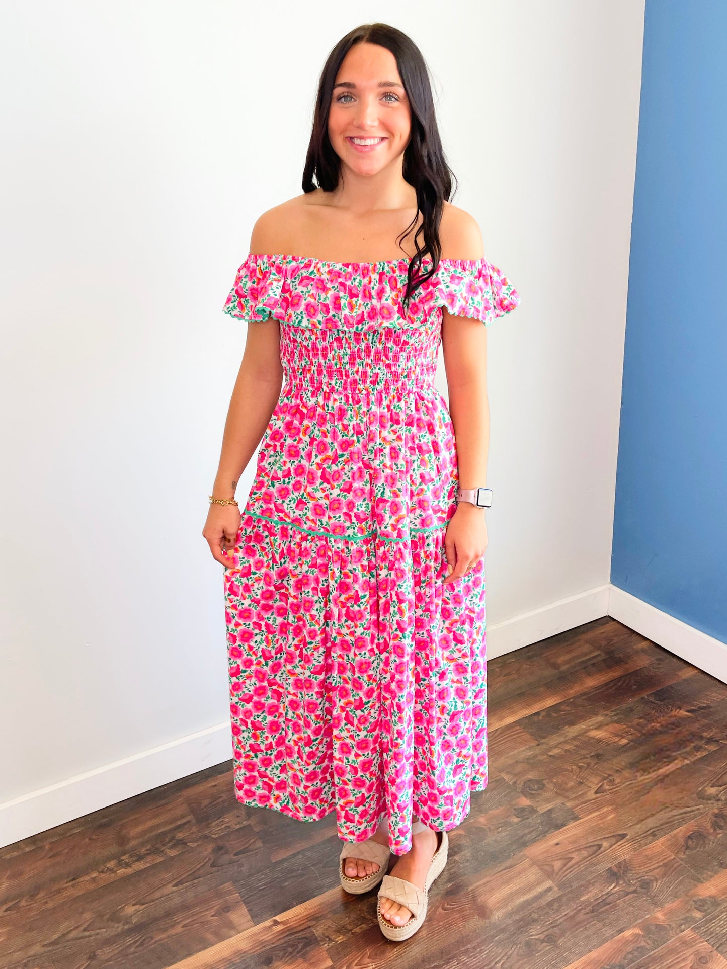 Claire Floral Smocked Midi Dress