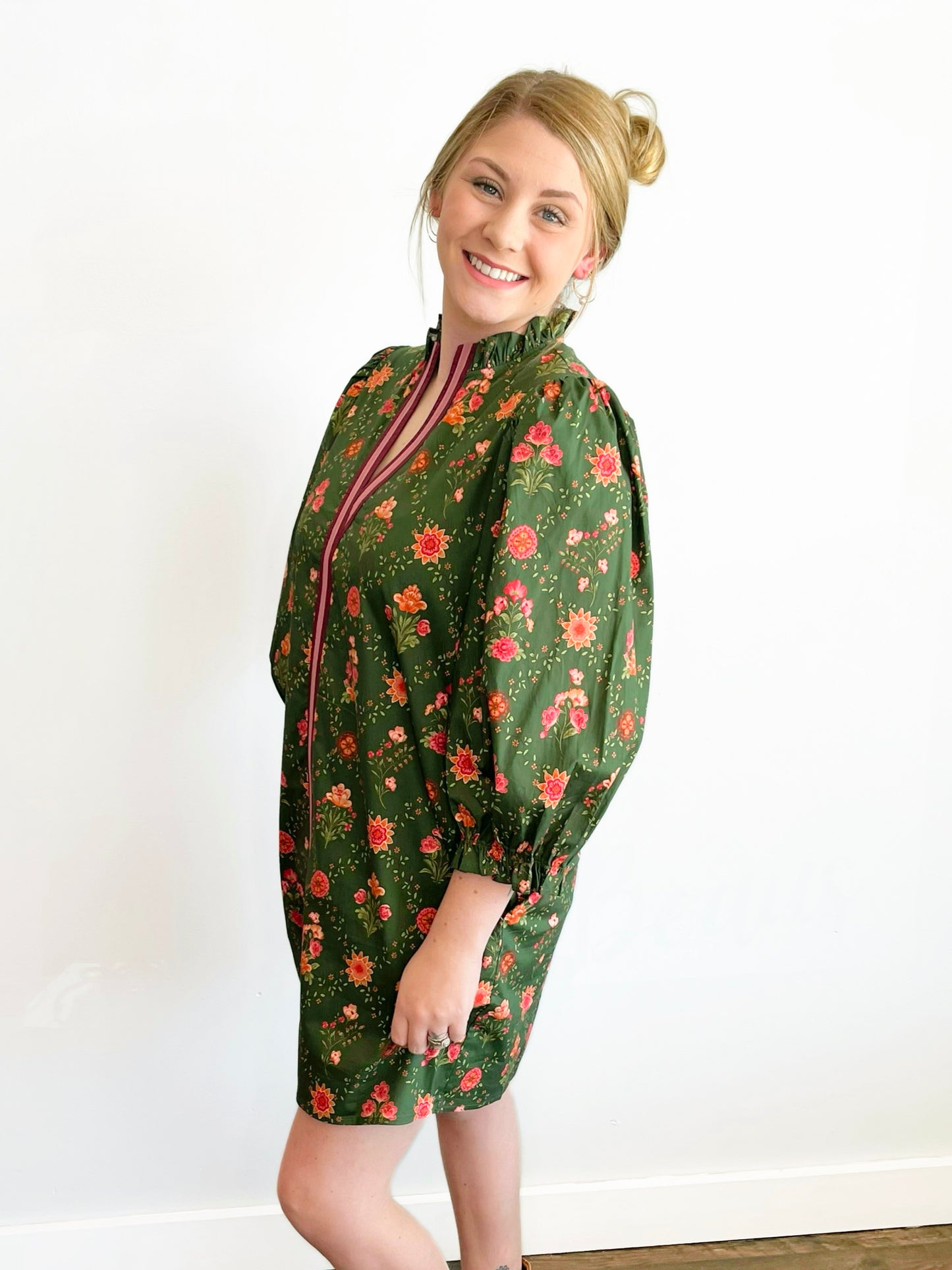 Carter 3/4 Puff Sleeve Floral Dress