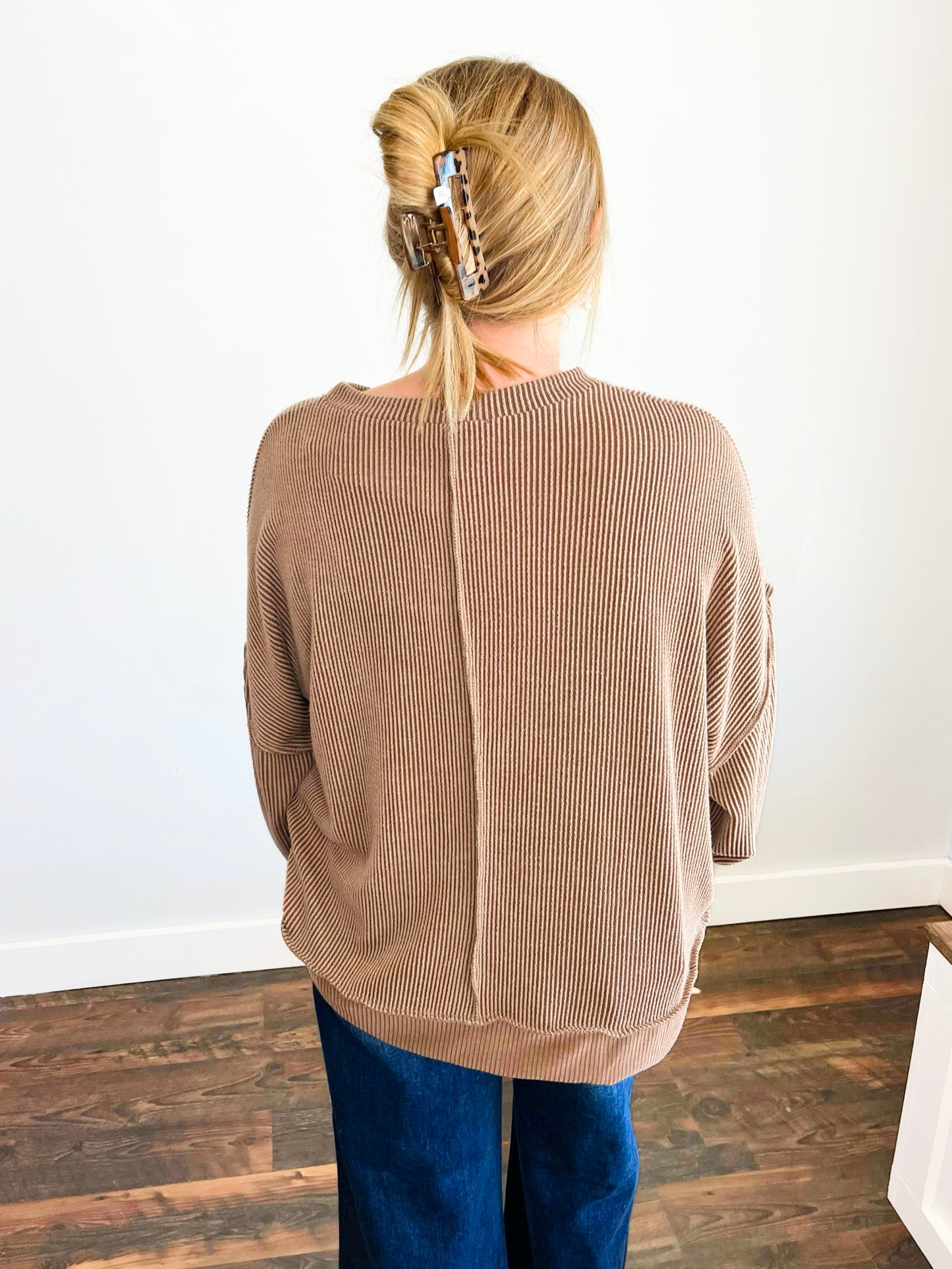 Bella Ribbed Knit Top | Caramel