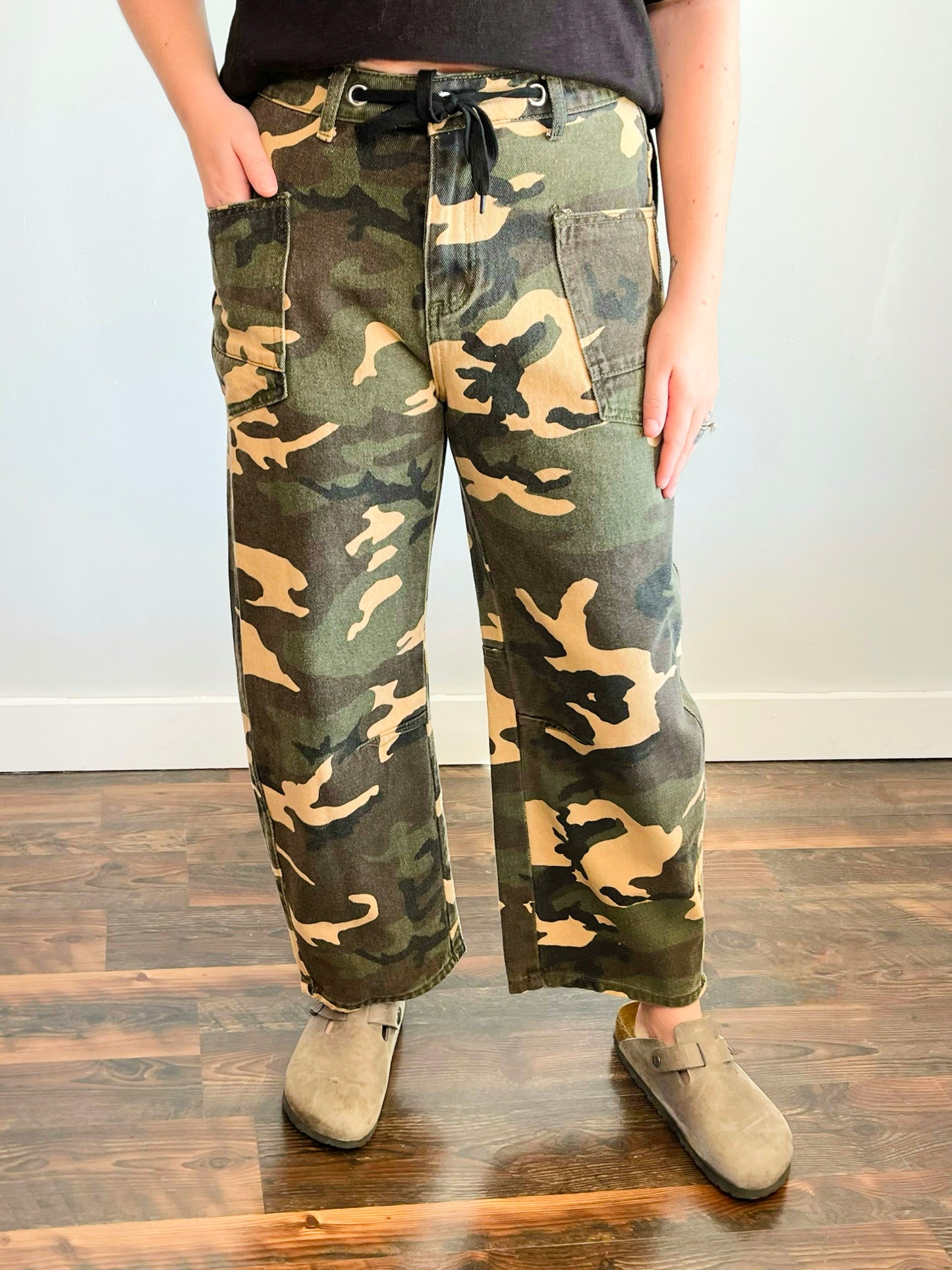 Jane Baggy Drawstring Waist Jeans | Camo
