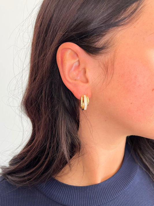 Halston Pearl Inlaid Layered Earrings