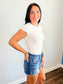 Caroline Ribbed Knit Bodysuit | White