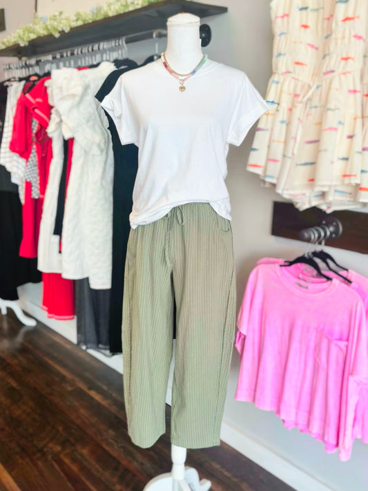 Lexie Textured Drawstring Pants | Sage