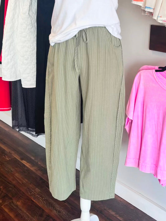 Lexie Textured Drawstring Pants | Sage