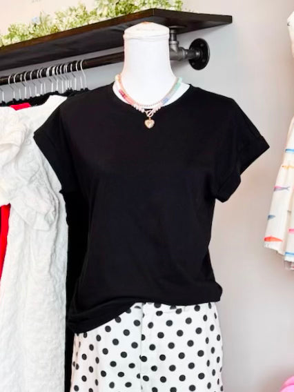 Rowan Folded Sleeve Tee | Black
