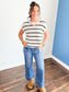Jessa Striped Lightweight Sweater Top | Ivory/Black