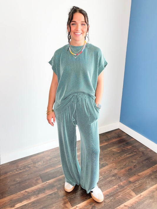 Jasper Ribbed Knit Set | Teal Green