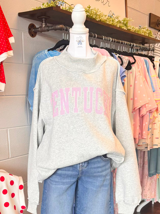 Kentucky Applique Mock Neck Sweatshirt | Pink Stripe
