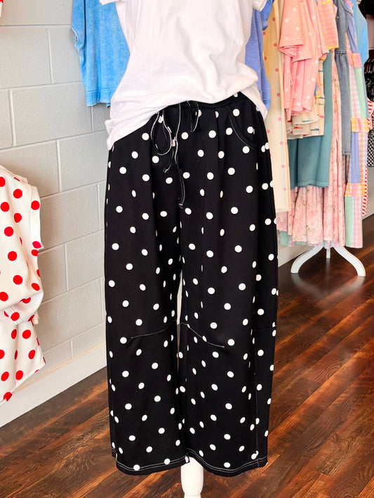 Bryce Polka Dot Barrel Pants | Black/White