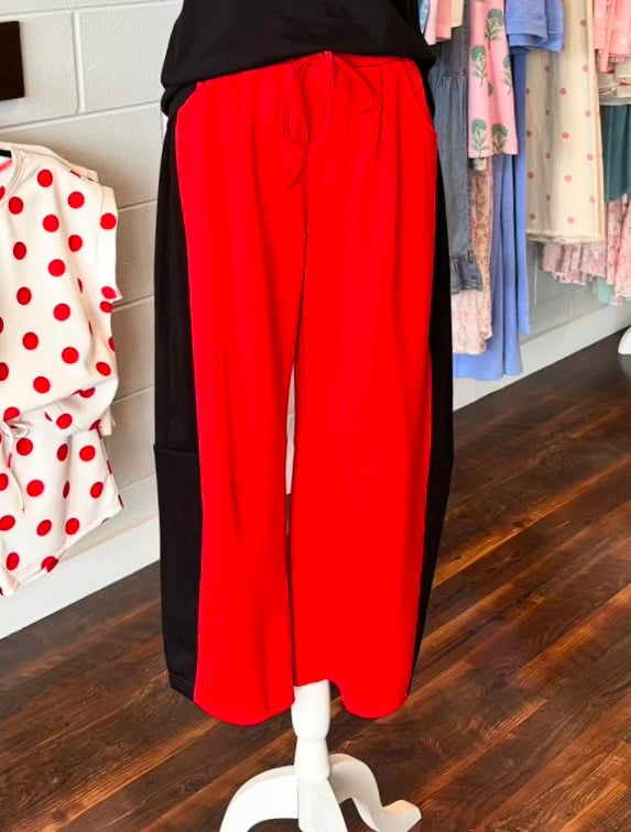 Stevie Side Panel Relaxed Pants | Red/Black