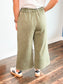 Mila Acid Wash Fleece Pants | Light Olive